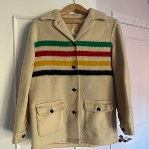 Vintage 60's Hudson’s Bay Blanket Rainbow Wool Coat Jacket